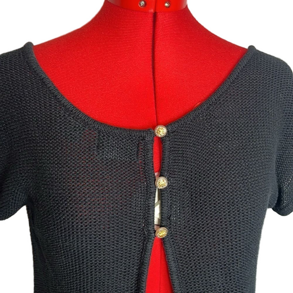MM37 Kersh cable knit back 3 button short sleeve cardigan - Picture 2 of 9
